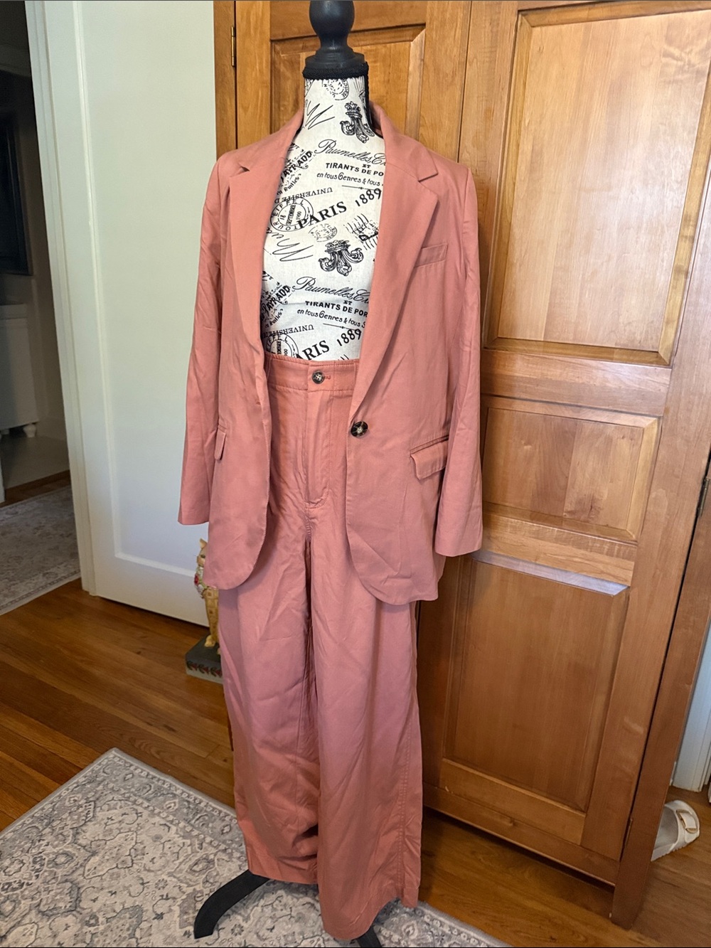 MADEWELL Dusty Rose Two-Piece Blazer & Wide-Leg Pants Set